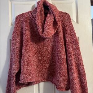 Free People Marled Red Cowl Neck Sweater